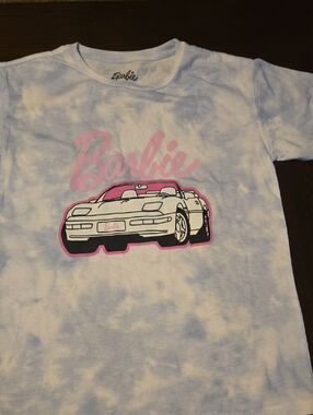 Barbie Light Blue Tie-Dye Tee with Pink Graphic